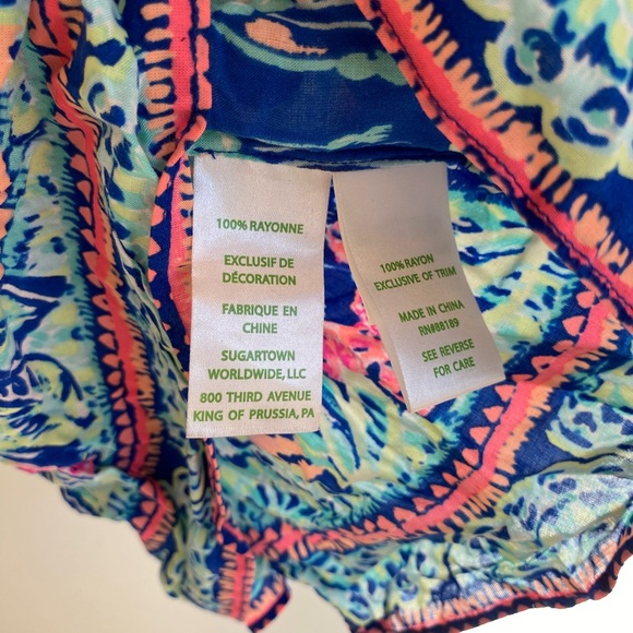 Lilly Pulitzer Bell Sleeve Blue & Pink top Blouse Preppy Women’s Small - Picture 6 of 7